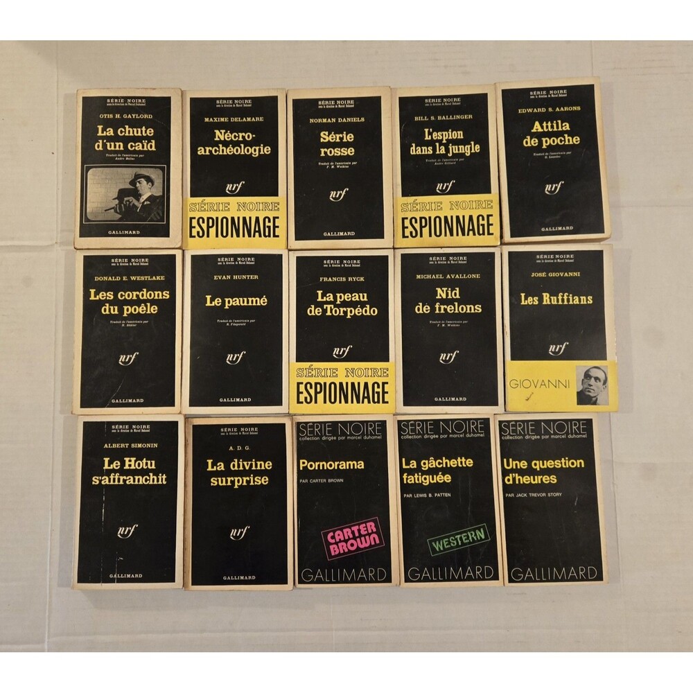 Lot of 15 Books Serie Noire From Gallimard 60s-70s French Crime Noir Vintage